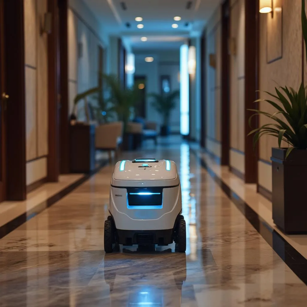Otel koridorunda UV-C robot